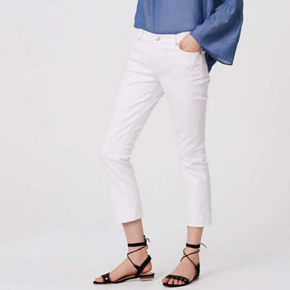 LOFT Modern Kick Crop Fit Skinny Jeans in White